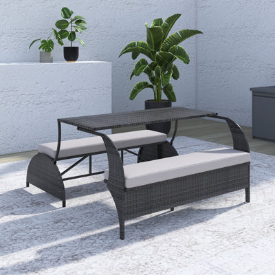 Versatile Outdoor Loveseat That Converts To Seats And Table