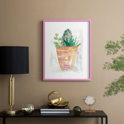 Boho Cactus, reproduction encadrée - bois massif