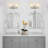 13.56 in. 2-Light Brushed Nickel Dimmable Bathroom Vanity Light with Clear Glass Shades for Small Spaces-59132965-59132966