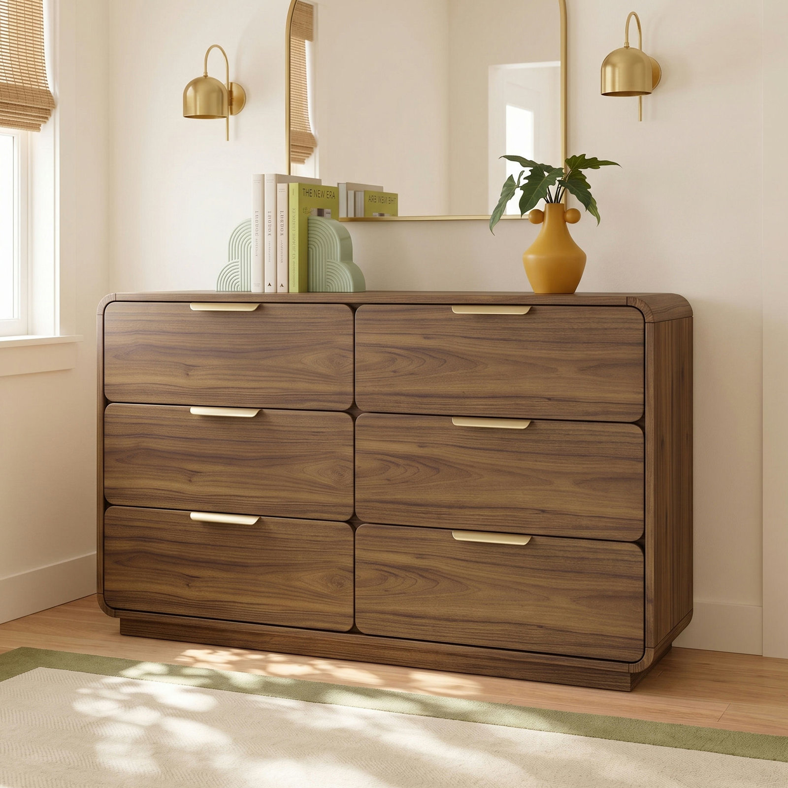 Kiefer 6-Drawer Walnut Dresser, Carmel