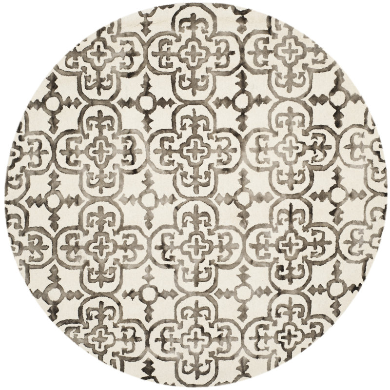 Pimentel Hand Tufted Wool Quatrefoil Rug, Round 7'