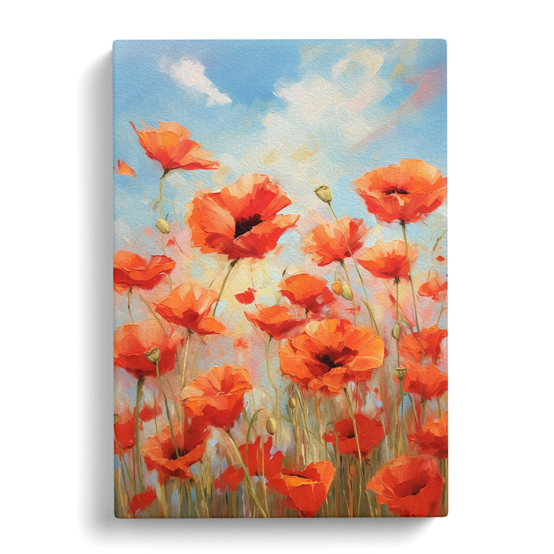 Poppy Field Gestural - Single Picture Frame Print, 60cm H x 40cm W x 3cm D