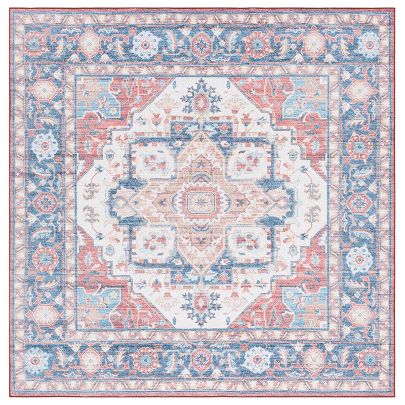 Sasho Performance Machine Washable Oriental Rug, Square 6'
