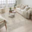 Washable Living Room Traditional Area Rug – Soft Polypropylene Weaving, Low Pile, Non Slip Cotton Backing for Elegant Indoor Spaces, Beige-28137087