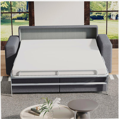 Canapé-lit escamotable, canapé-lit double, canapé-lit 2 en 1 convertible avec matelas en mousse à mémoire de forme, causeuse pour salon, appartement de bureau et petit espace (bleu)