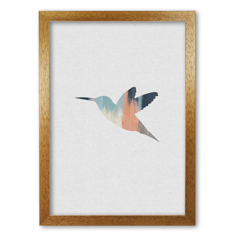 Pastel Hummingbird I - Print, 42 cm H x 30 cm W x 5 cm D, Honey Oak Frame