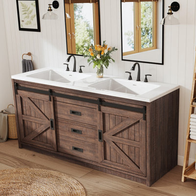 Chimira 2-Drawer 2-Door Manufactured Wood Double Sink Bathroom Vanity