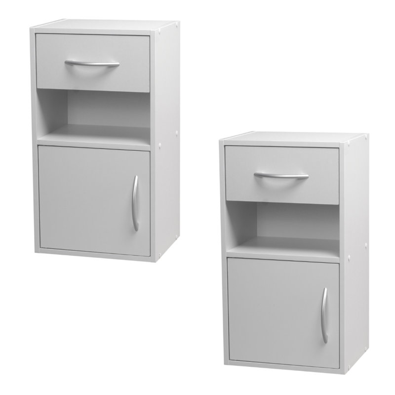 Baraa 30cm W Manufactured Wood Bedside Table, White, Set of 2