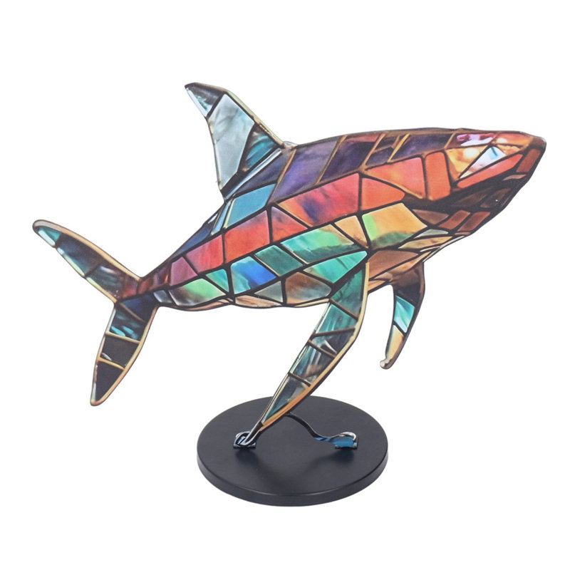 Décoration de plat de requin en métal réversible 1 pièce pour décoration de refroidisseur à vin de bureau