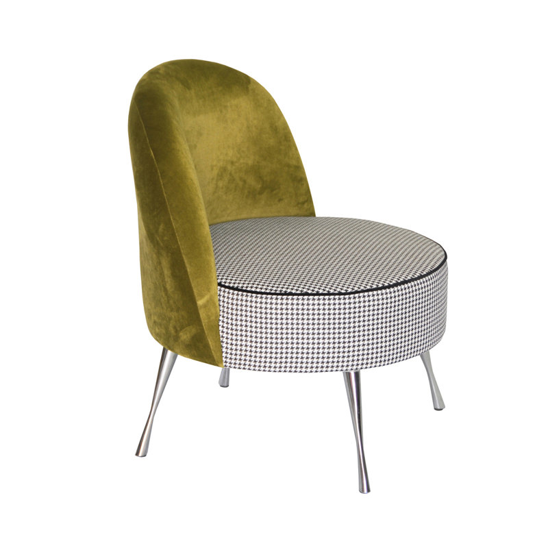 Pepi Velvet Accent Chair, White/Green