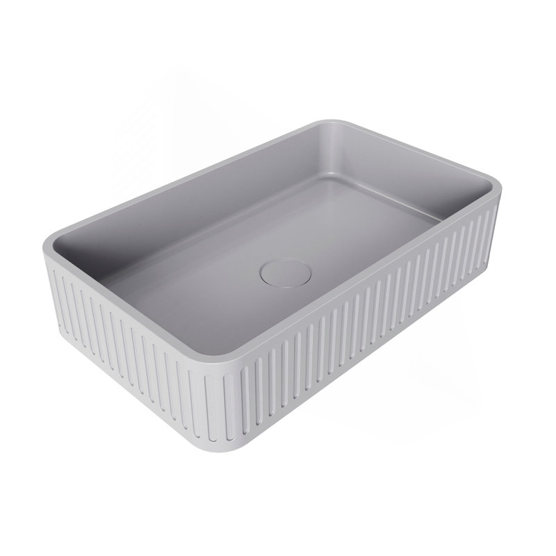 20.5'' Concrete Vessel Rectangular Modern Gray Bathroom Sink