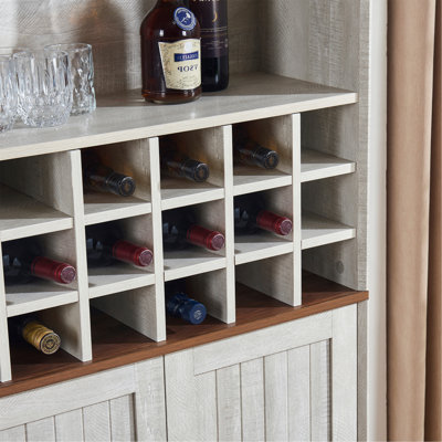 Arched Wood Wine Cabinet with Removable Wine Rack, MDF Anti-Scratch Surface Storage Bar Cabinet with Adjustable Shelves, Anti-Tip Freestanding Liquor Bookcase for Living Room Dining Room