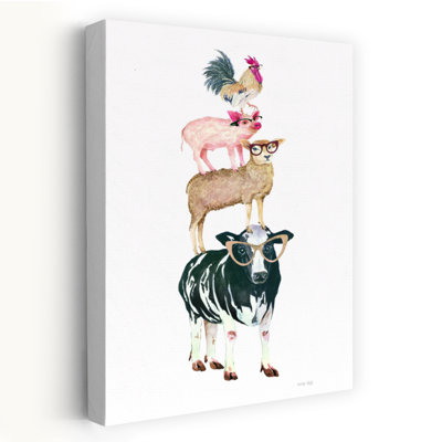 Farm Animal Stack Contemporary Cow Art
