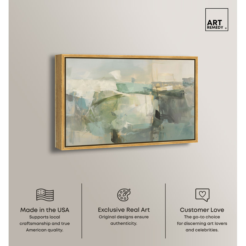 "Grayish Green II", reproduction sur toile encadrée par Art Remedy, cadre doré, 24 x 16, Gold Frame, H 17 po x l 25 po