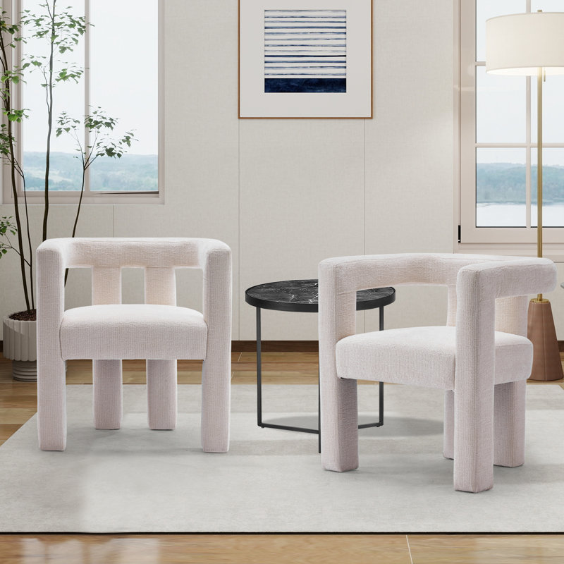 Chaise d'appoint chic (ensemble de 2), Chenille crème