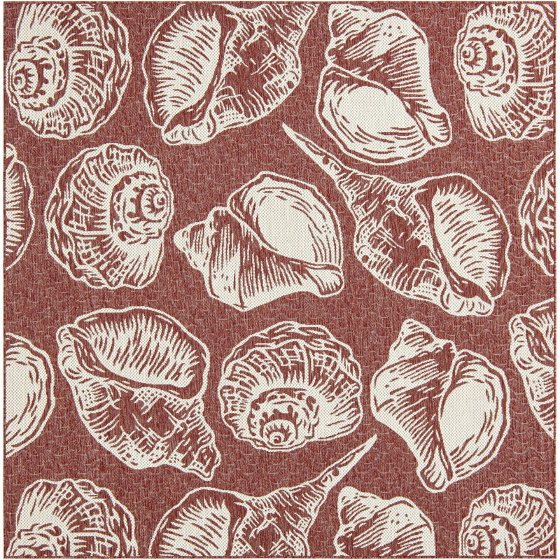 Tapis contemporain rouille et ivoire Ayton, Carré 7 pi 10 po