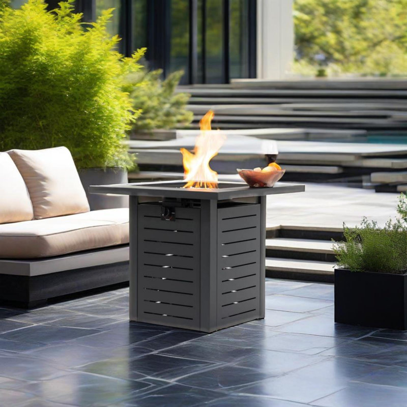 Table carrée 28 po pour foyer d'extérieur au propane en acier 2800 BTU