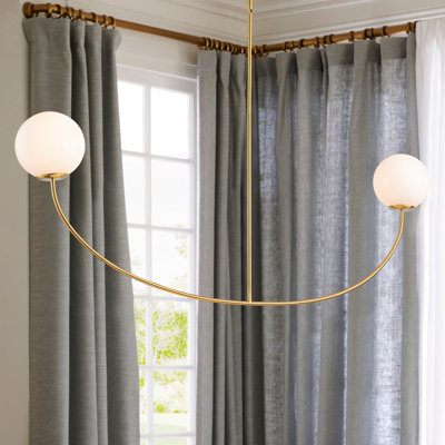 Orrhaen 2-Light Brass Opal Glass Chandelier for Dining Room
