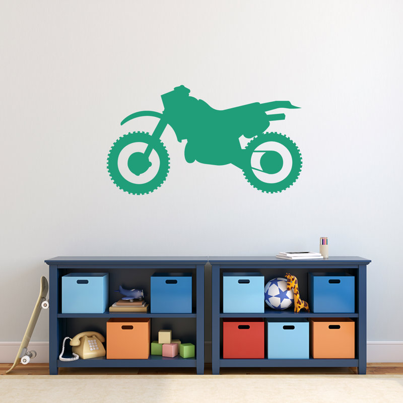 Décalcomanie murale silhouette de vélo à saleté, Bleu sarcelle