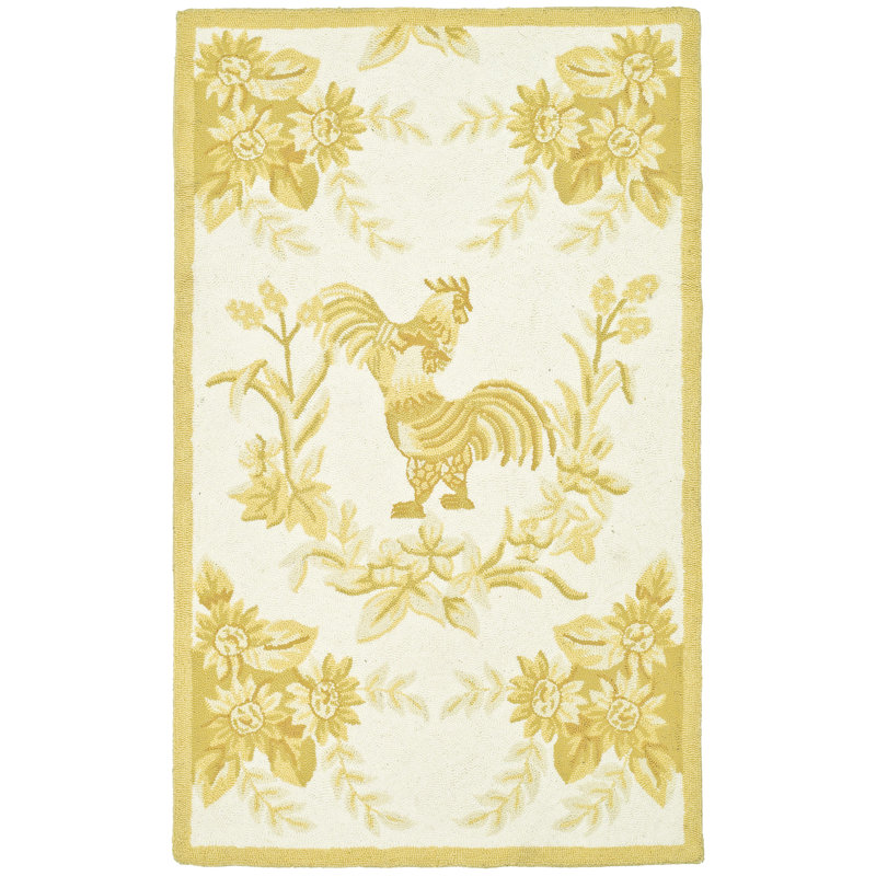 Kinchen Hand Hooked Wool Pile Abstract Rug, Rectangle 2'6" x 4'