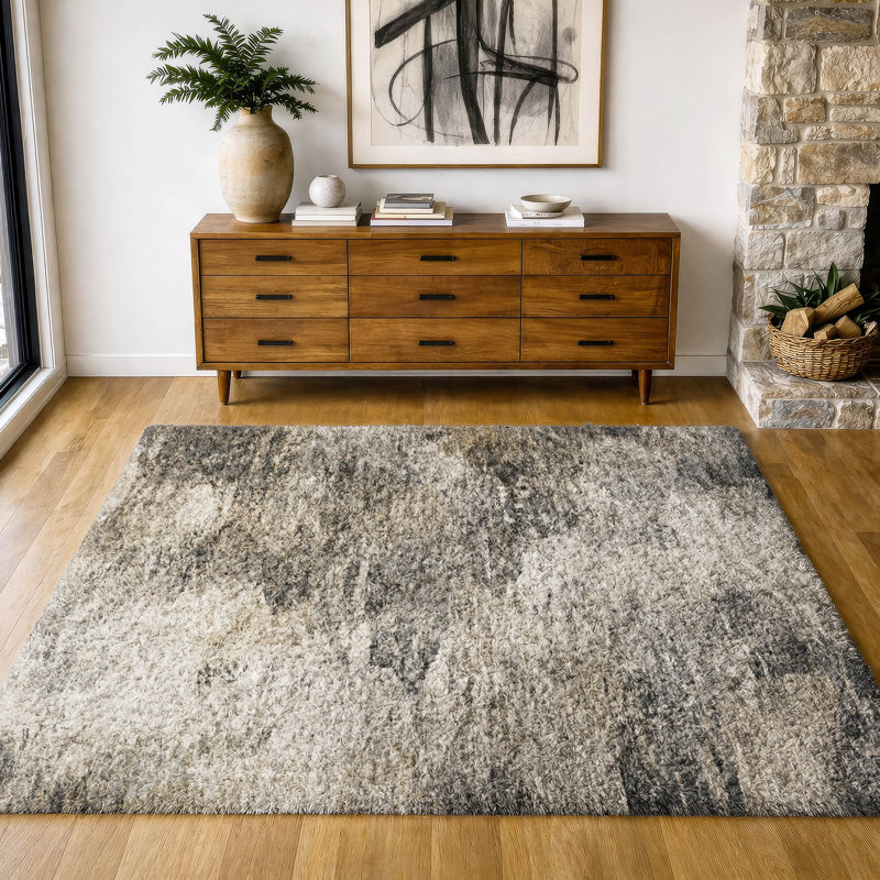 Tapis à poil long de qualité supérieure lavable à la machine ADS592, Taupe, 10' x 14'