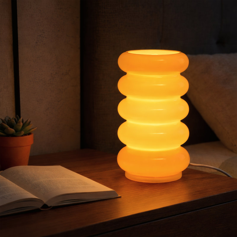 Lampe de table en verre opale à 5 niveaux avec gradateur et contrôle de la température de couleur, Orange