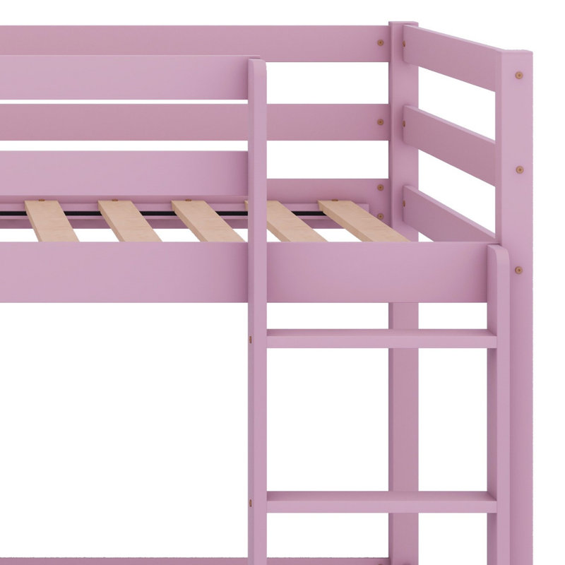 Lit superposé en bois avec échelle, Rose