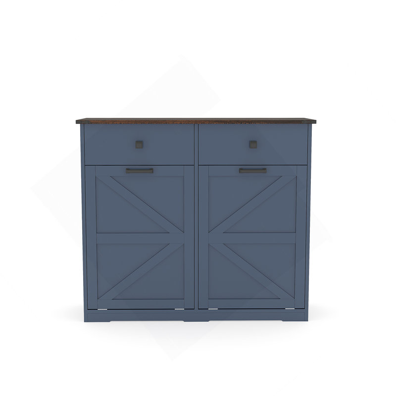 Armoire poubelle double inclinable Farmhouse Blue, Bleu marine antique