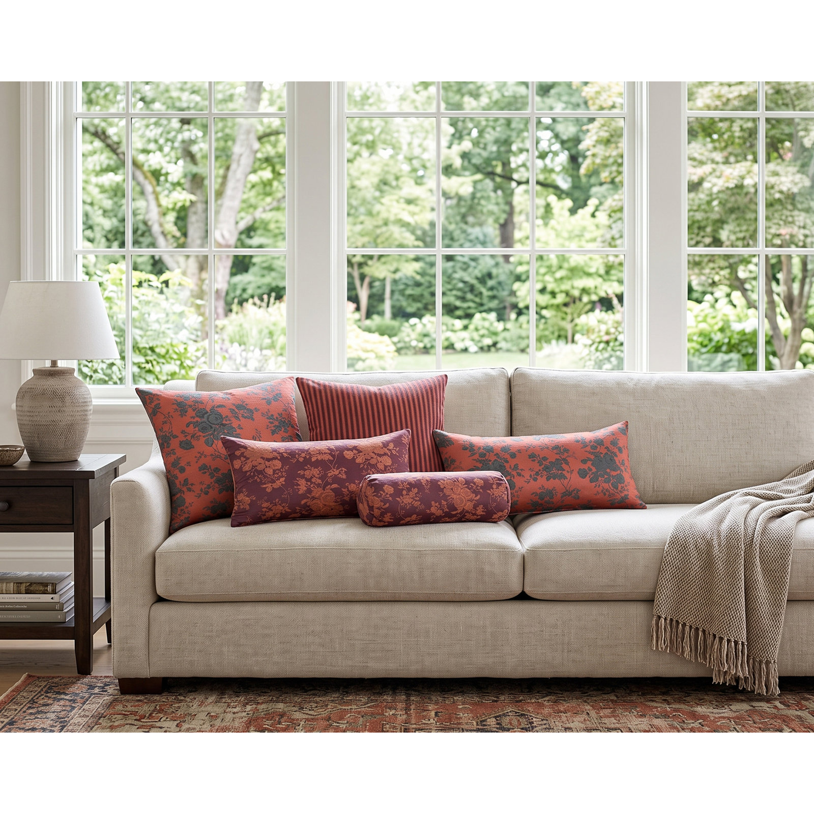 Throw Pillow, 26" x 14", Feather, Cherry
