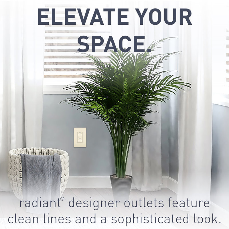 Prise de courant radiant 15 ampères décorative inviolable, Amande légère