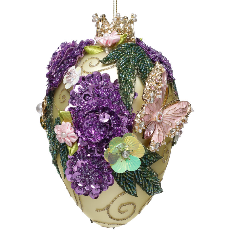 Faberge Jewel Egg Ornament, Yellow - 7 Inches