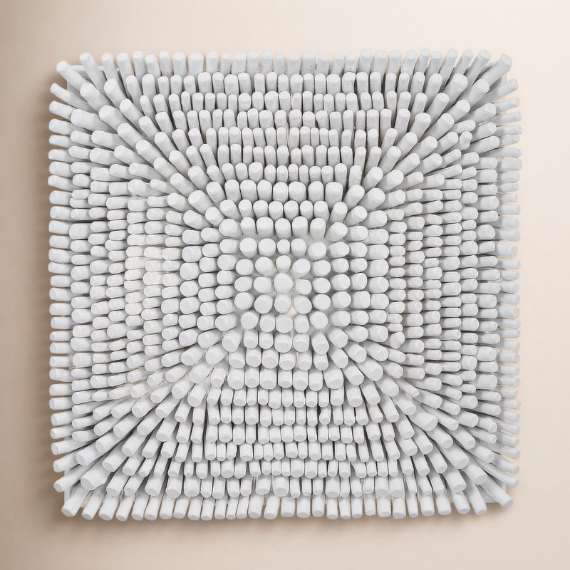 Portside Modern Abstract Wall Decor on Solid Wood, White