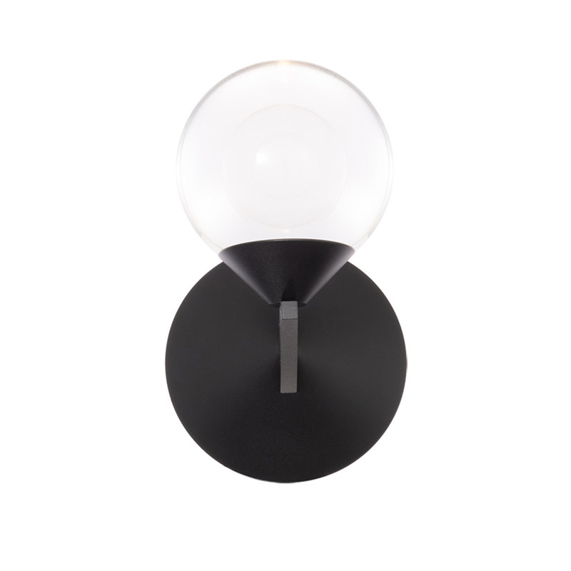 Black LED Wall Sconce with Clear Crystal Globe