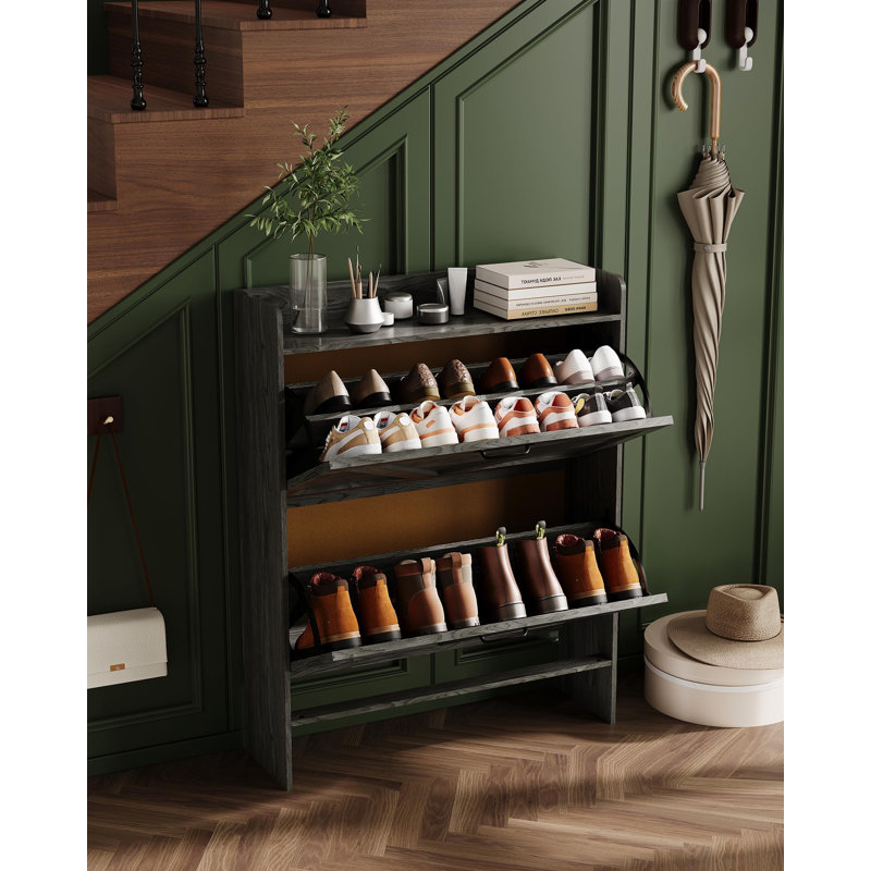 16 Pair Flip Down Shoe Storage, Brown