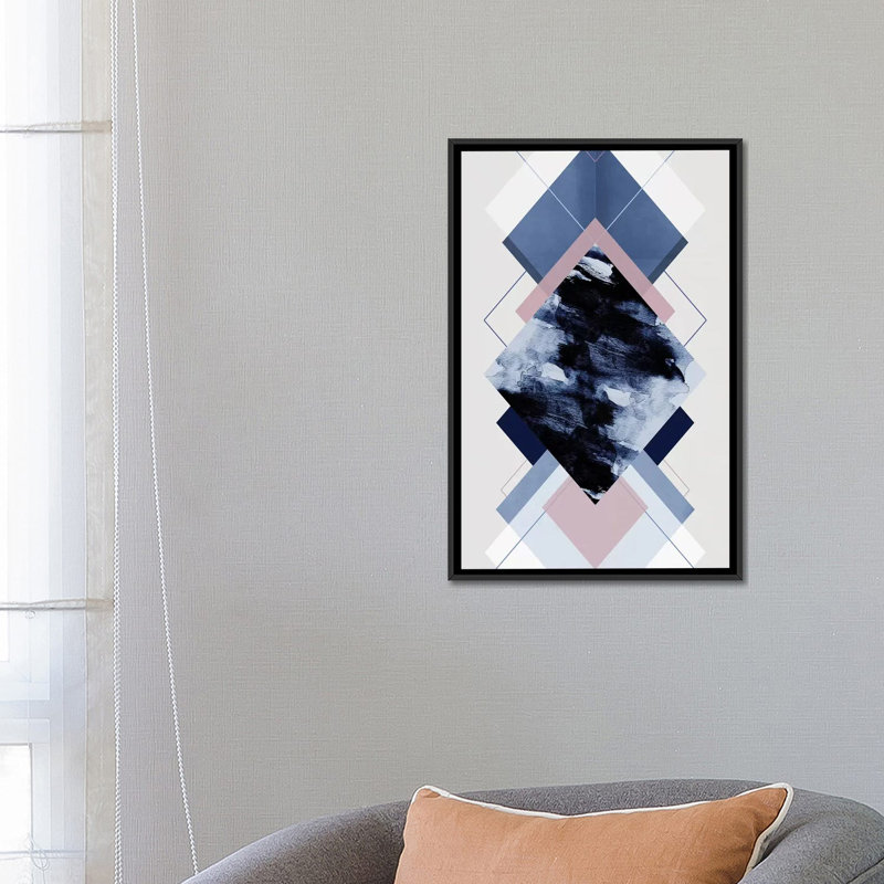 « geometric textures xi », impression sur toile, H 26 po x l 18 po x P 1,5 po, Toile avec cadre noir, Pas de tapis