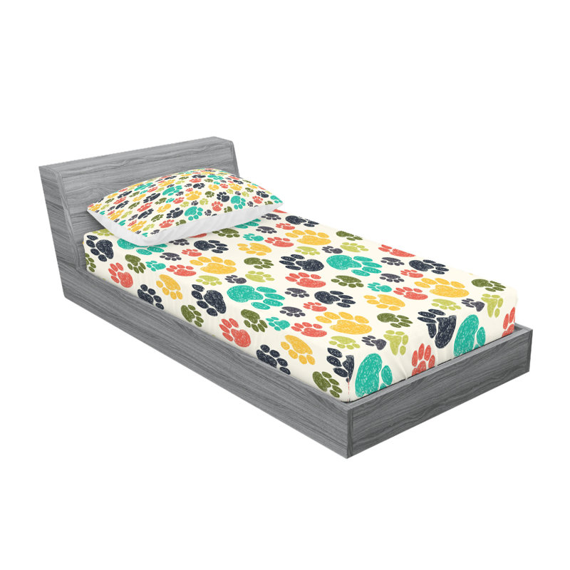 Drap-housse et taie décorative bleu ciel Ambesonne, Ensemble de draps-housses pour lit simple + 2 taie