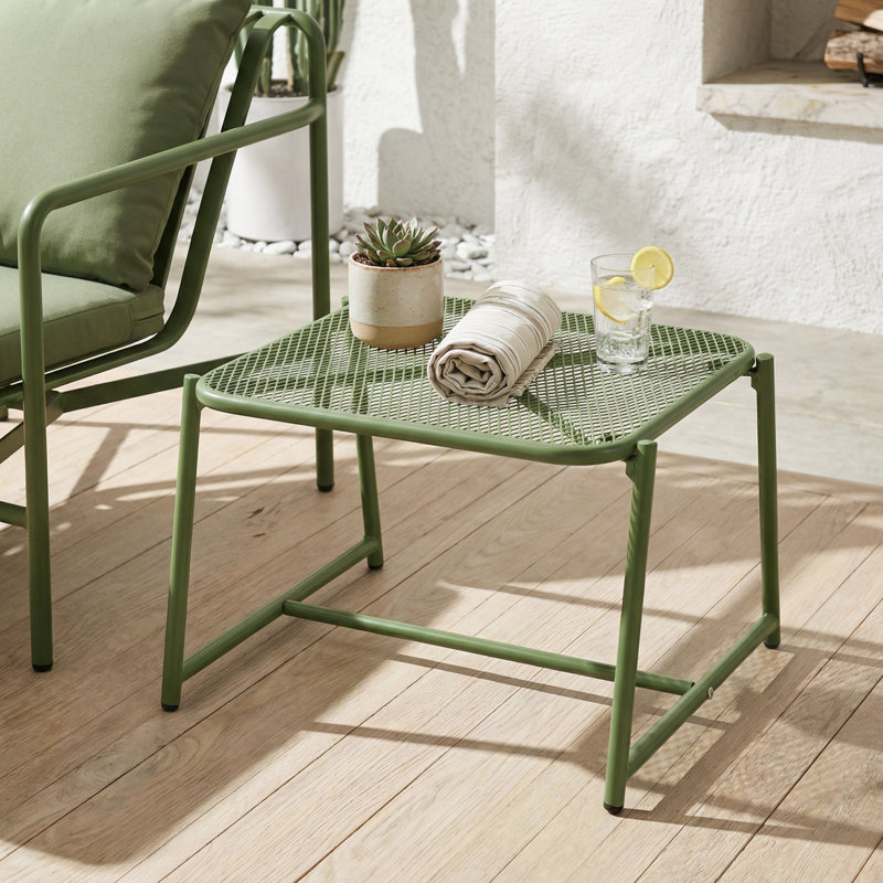 Table d'appoint d'extérieur Abram, Vert mat, H 13,25 po x l 19,5 po x P 18 po