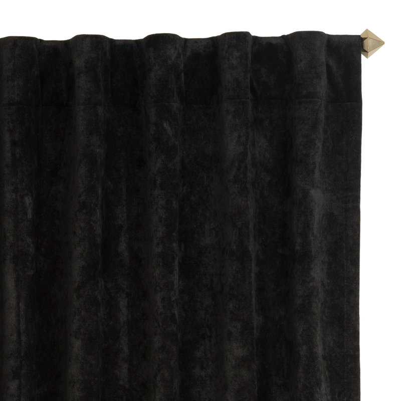 Padma Semi Sheer Curtain Single Panel, Black