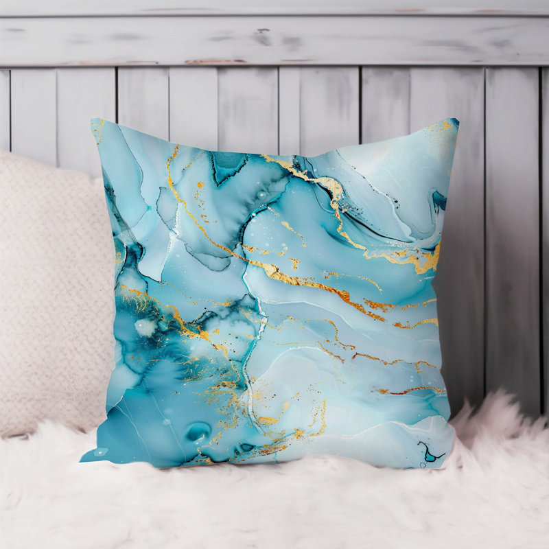 Abstract Blue Crystal Marble Geode XI Modern, 16"H x 16"W