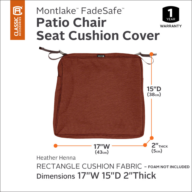 Housse pour chaise de patio résistante à l'eau Ayvion, H 2 po x l 17 po x P 17 po, Rouge henné