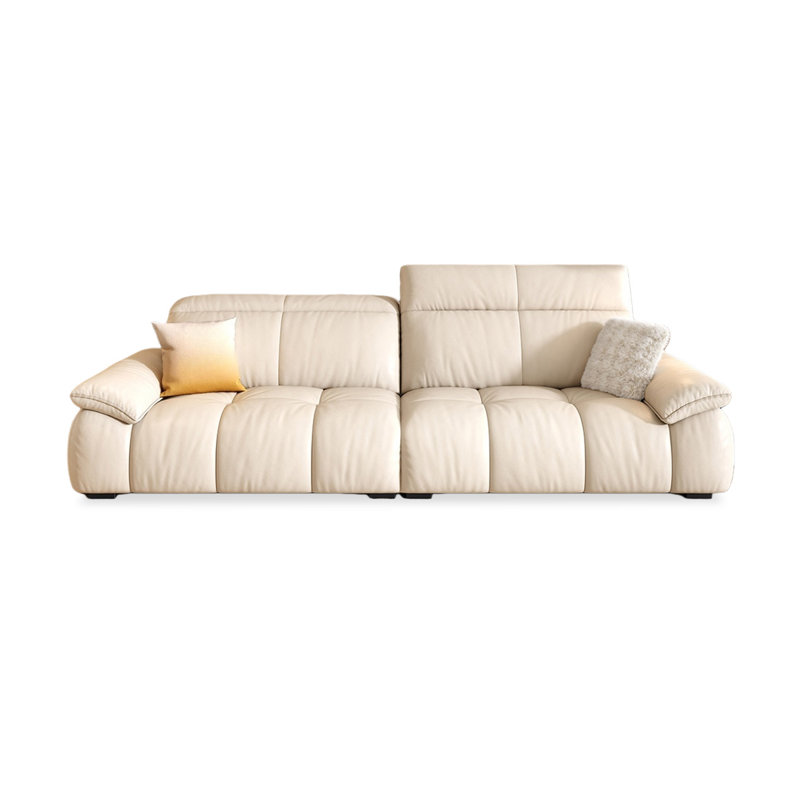 Causeuse-coussin modulaire en cuir véritable blanc, Blanc