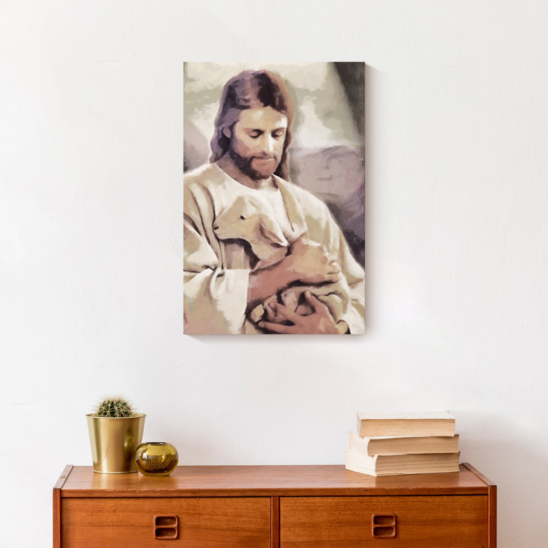 Jésus avec agneau, reproduction sur toile