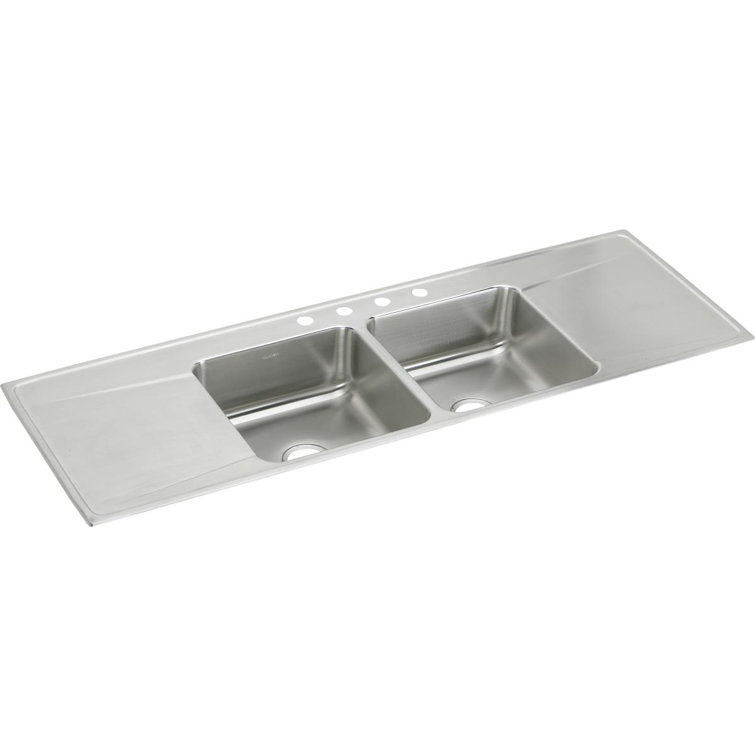 Lustertone 66" L x 22" W Double Basin Drop-in Kitchen Sink
