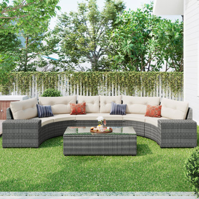 Ensemble de conversation modulaire avec coussins 8 pièces Losh