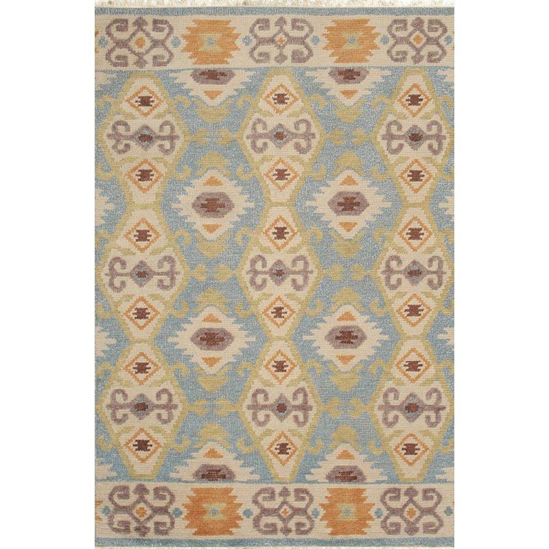 Handmade Wool Geometric Area Rug, 6' x 9'