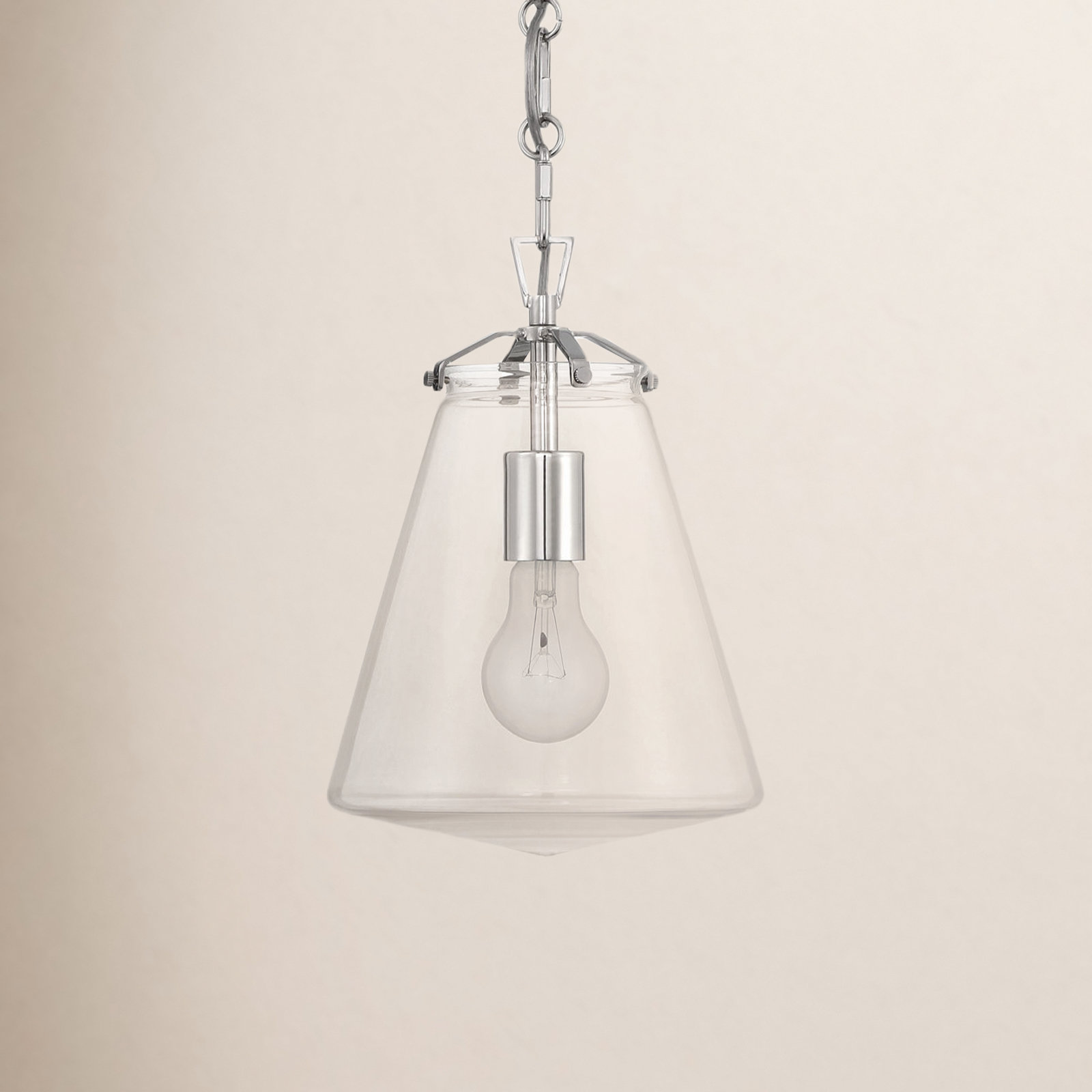 Blair Single Light Glass Dimmable Pendant, Polished Nickel