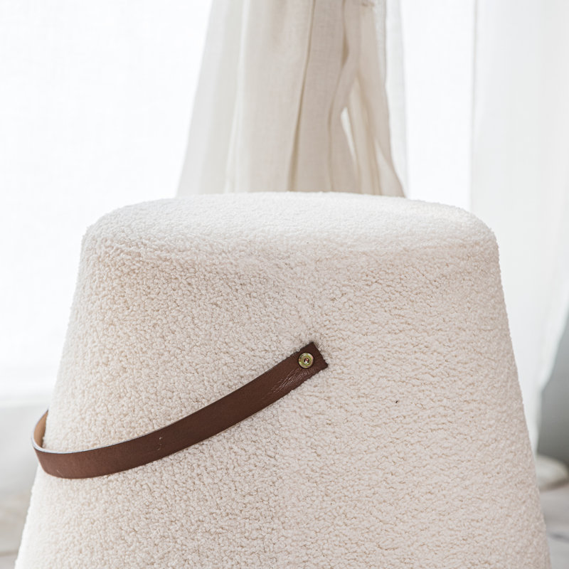 Brunner with Rope Pouf, White Boucle