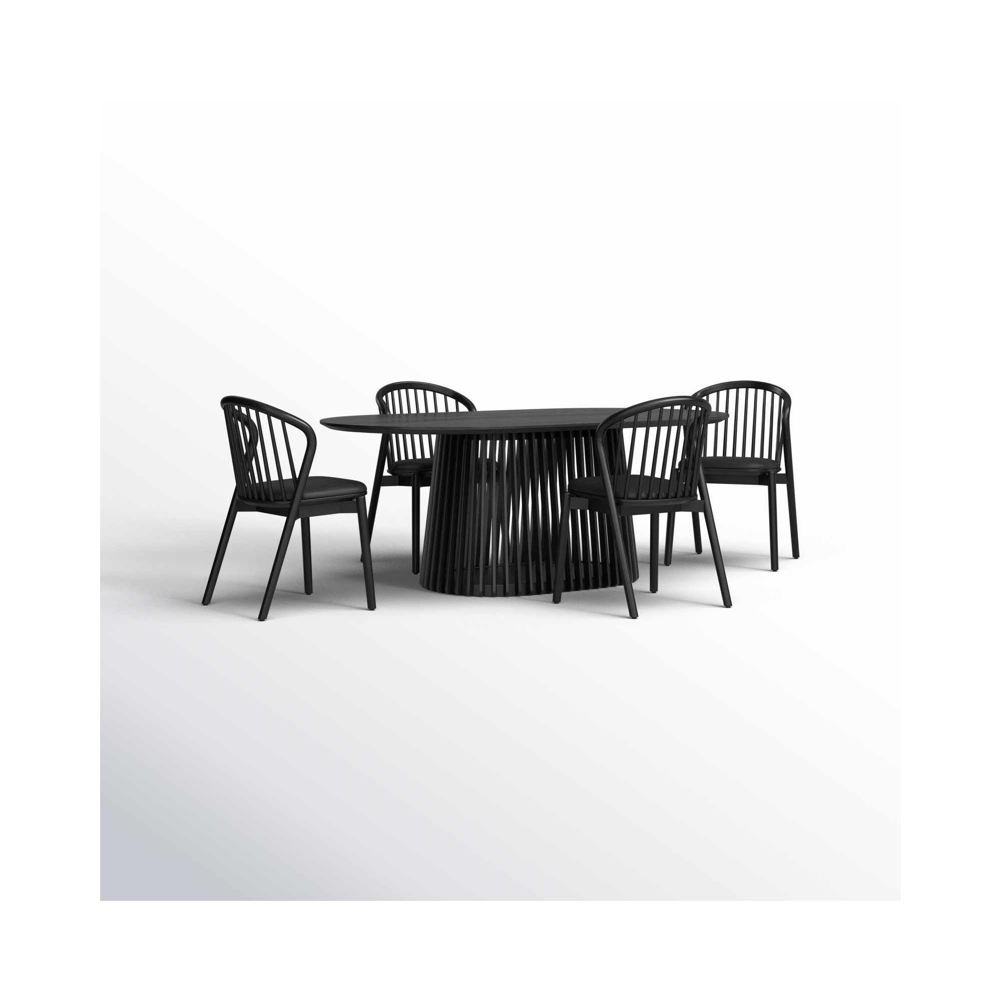 5 - Piece Extendable Dining Set, Black, Black