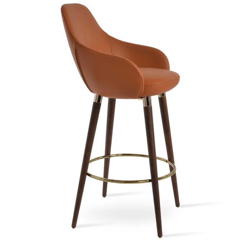 Tabouret de bar et de comptoir Gazel, Noyers, Caramel, Tabouret de bar (siège d'une hauteur de 29 po)