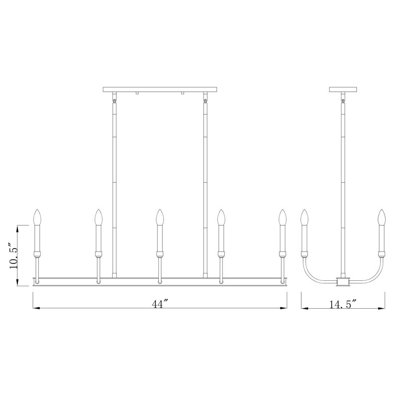 Suspension linéaire 10 lumières grappe Engen, Laiton vieilli